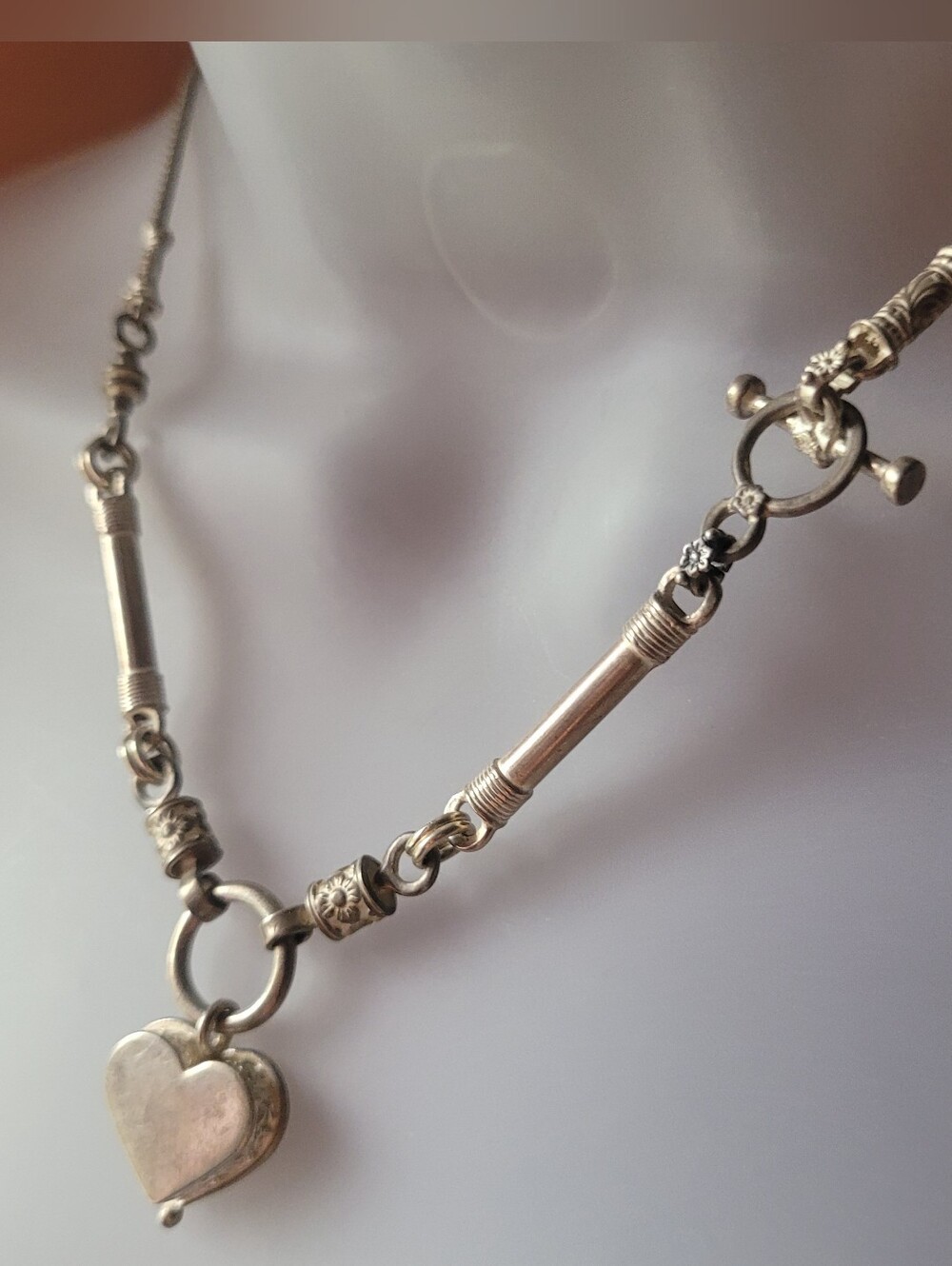 Sterling Silver Vintage Toggle Necklace